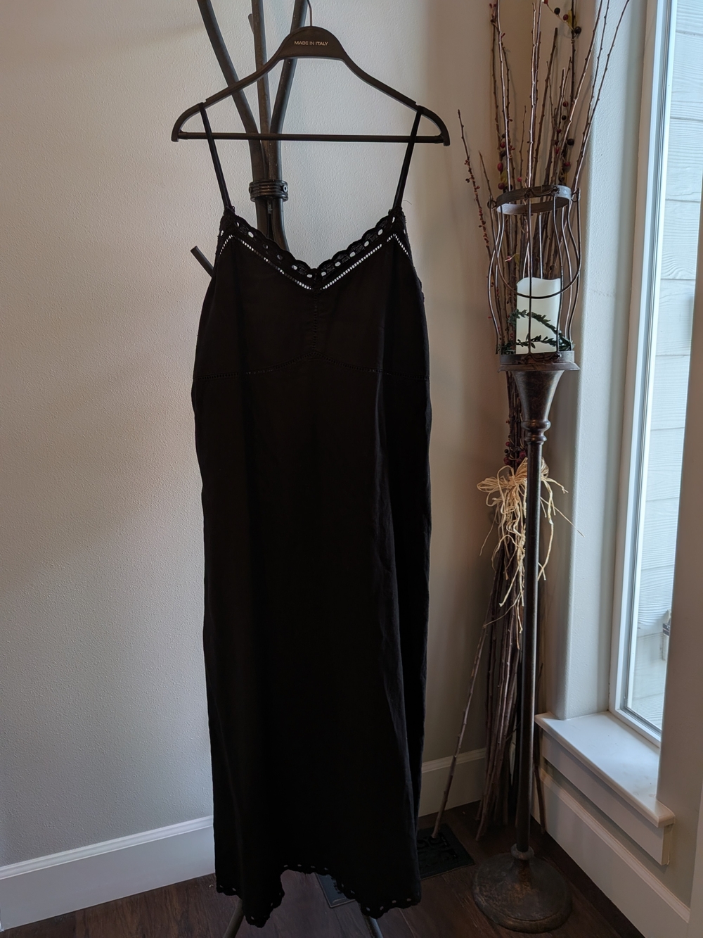 Old Navy Black Spaghetti-Strap Maxi Dress with Eyelet Trim